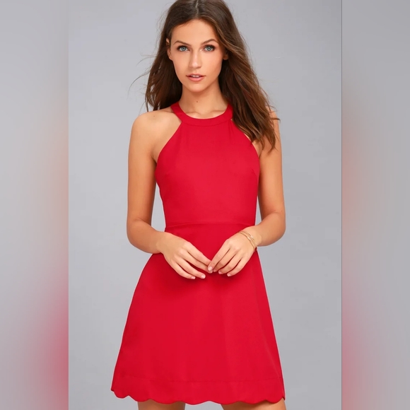 Lulu's Red Mini Mamacita Halter Dress - Picture 4 of 12